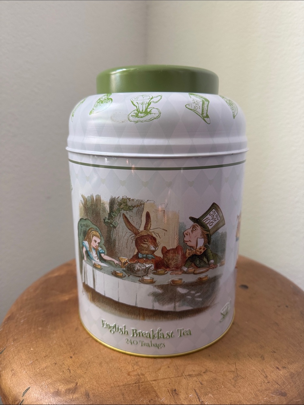 Mad Hatter Alice In Wonderland Large Round Decorative Storage Tin
